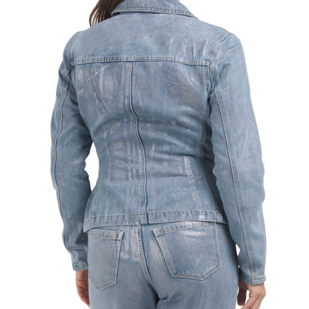 BLANK NYC WOMEN’S DENIM METALLIC OCATED JACKET SIZE S - Picture 5 of 14